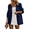 imagePRETTYGARDEN Blazers for Women Business Casual Outfits 2025 Fall Fashion Open Front Long Sleeve Suit Jackets Work BlazerNavy Blue