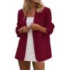 imagePRETTYGARDEN Blazers for Women Business Casual Outfits 2025 Fall Fashion Open Front Long Sleeve Suit Jackets Work BlazerWine Red