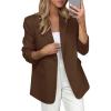 imagePRETTYGARDEN Blazers for Women Business Casual Outfits 2025 Fall Fashion Open Front Long Sleeve Suit Jackets Work BlazerBrown