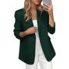 imagePRETTYGARDEN Blazers for Women Business Casual Outfits 2025 Fall Fashion Open Front Long Sleeve Suit Jackets Work BlazerDark Green