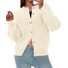 imagePRETTYGARDEN Cardigan for Women 2025 Fall Fashion Long Sleeve Trendy Button Down Work Office Sweaters Cute Winter JacketBeige