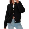 imagePRETTYGARDEN Cardigan for Women 2025 Fall Fashion Long Sleeve Trendy Button Down Work Office Sweaters Cute Winter JacketBlack