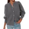 imagePRETTYGARDEN Cardigan for Women 2025 Fall Fashion Long Sleeve Trendy Button Down Work Office Sweaters Cute Winter JacketGrey