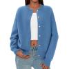 imagePRETTYGARDEN Cardigan for Women 2025 Fall Fashion Long Sleeve Trendy Button Down Work Office Sweaters Cute Winter JacketGrey Blue