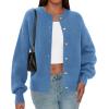 imagePRETTYGARDEN Cardigan for Women 2025 Fall Fashion Long Sleeve Trendy Button Down Work Office Sweaters Cute Winter JacketGrey Blue