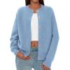 imagePRETTYGARDEN Cardigan for Women 2025 Fall Fashion Long Sleeve Trendy Button Down Work Office Sweaters Cute Winter JacketLight Blue