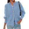 imagePRETTYGARDEN Cardigan for Women 2025 Fall Fashion Long Sleeve Trendy Button Down Work Office Sweaters Cute Winter JacketLight Blue