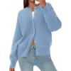 imagePRETTYGARDEN Cardigan for Women 2025 Fall Fashion Long Sleeve Trendy Button Down Work Office Sweaters Cute Winter JacketLight Blue