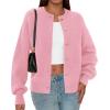 imagePRETTYGARDEN Cardigan for Women 2025 Fall Fashion Long Sleeve Trendy Button Down Work Office Sweaters Cute Winter JacketPink