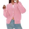 imagePRETTYGARDEN Cardigan for Women 2025 Fall Fashion Long Sleeve Trendy Button Down Work Office Sweaters Cute Winter JacketPink