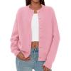 imagePRETTYGARDEN Cardigan for Women 2025 Fall Fashion Long Sleeve Trendy Button Down Work Office Sweaters Cute Winter JacketPink