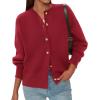 imagePRETTYGARDEN Cardigan for Women 2025 Fall Fashion Long Sleeve Trendy Button Down Work Office Sweaters Cute Winter JacketRed