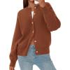 imagePRETTYGARDEN Cardigan for Women 2025 Fall Fashion Long Sleeve Trendy Button Down Work Office Sweaters Cute Winter JacketRed Brown