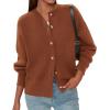 imagePRETTYGARDEN Cardigan for Women 2025 Fall Fashion Long Sleeve Trendy Button Down Work Office Sweaters Cute Winter JacketRed Brown