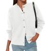 imagePRETTYGARDEN Cardigan for Women 2025 Fall Fashion Long Sleeve Trendy Button Down Work Office Sweaters Cute Winter JacketWhite