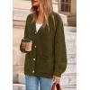 imagePRETTYGARDEN Fall Chunky Cardigan Sweaters for Women 2025 Button Long Lantern Sleeve Knit Oversized Coats with PocketsArmy Green