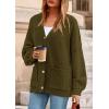 imagePRETTYGARDEN Fall Chunky Cardigan Sweaters for Women 2025 Button Long Lantern Sleeve Knit Oversized Coats with PocketsArmy Green