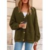 imagePRETTYGARDEN Fall Chunky Cardigan Sweaters for Women 2025 Button Long Lantern Sleeve Knit Oversized Coats with PocketsArmy Green