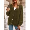 imagePRETTYGARDEN Fall Chunky Cardigan Sweaters for Women 2025 Button Long Lantern Sleeve Knit Oversized Coats with PocketsArmy Green