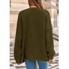 imagePRETTYGARDEN Fall Chunky Cardigan Sweaters for Women 2025 Button Long Lantern Sleeve Knit Oversized Coats with PocketsArmy Green