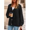 imagePRETTYGARDEN Fall Chunky Cardigan Sweaters for Women 2025 Button Long Lantern Sleeve Knit Oversized Coats with PocketsBlack