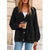 imagePRETTYGARDEN Fall Chunky Cardigan Sweaters for Women 2025 Button Long Lantern Sleeve Knit Oversized Coats with PocketsBlack