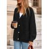 imagePRETTYGARDEN Fall Chunky Cardigan Sweaters for Women 2025 Button Long Lantern Sleeve Knit Oversized Coats with PocketsBlack