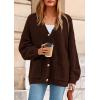 imagePRETTYGARDEN Fall Chunky Cardigan Sweaters for Women 2025 Button Long Lantern Sleeve Knit Oversized Coats with PocketsBrown