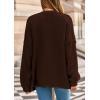 imagePRETTYGARDEN Fall Chunky Cardigan Sweaters for Women 2025 Button Long Lantern Sleeve Knit Oversized Coats with PocketsBrown