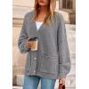 imagePRETTYGARDEN Fall Chunky Cardigan Sweaters for Women 2025 Button Long Lantern Sleeve Knit Oversized Coats with PocketsDark Grey