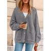 imagePRETTYGARDEN Fall Chunky Cardigan Sweaters for Women 2025 Button Long Lantern Sleeve Knit Oversized Coats with PocketsDark Grey