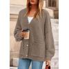 imagePRETTYGARDEN Fall Chunky Cardigan Sweaters for Women 2025 Button Long Lantern Sleeve Knit Oversized Coats with PocketsDark Khaki