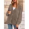 imagePRETTYGARDEN Fall Chunky Cardigan Sweaters for Women 2025 Button Long Lantern Sleeve Knit Oversized Coats with PocketsDark Khaki