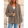 imagePRETTYGARDEN Fall Chunky Cardigan Sweaters for Women 2025 Button Long Lantern Sleeve Knit Oversized Coats with PocketsDark Khaki