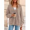 imagePRETTYGARDEN Fall Chunky Cardigan Sweaters for Women 2025 Button Long Lantern Sleeve Knit Oversized Coats with PocketsLight Khaki