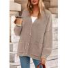 imagePRETTYGARDEN Fall Chunky Cardigan Sweaters for Women 2025 Button Long Lantern Sleeve Knit Oversized Coats with PocketsLight Khaki