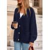 imagePRETTYGARDEN Fall Chunky Cardigan Sweaters for Women 2025 Button Long Lantern Sleeve Knit Oversized Coats with PocketsNavy