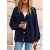 imagePRETTYGARDEN Fall Chunky Cardigan Sweaters for Women 2025 Button Long Lantern Sleeve Knit Oversized Coats with PocketsNavy