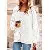 imagePRETTYGARDEN Fall Chunky Cardigan Sweaters for Women 2025 Button Long Lantern Sleeve Knit Oversized Coats with PocketsWhite