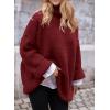 imagePRETTYGARDEN Oversized Sweaters for Women 2025 Chunky Turtleneck Sweater Fall Clothes Long Sleeve Tops Winter ClothingWine Red