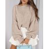 imagePRETTYGARDEN Sweaters for Women 2025 Fall Chunky Knit Long Sleeve Crew Neck Oversized Pullover Tops Winter Fashion ClothingBeige
