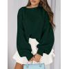 imagePRETTYGARDEN Sweaters for Women 2025 Fall Chunky Knit Long Sleeve Crew Neck Oversized Pullover Tops Winter Fashion ClothingDark Green