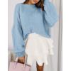 imagePRETTYGARDEN Sweaters for Women 2025 Fall Chunky Knit Long Sleeve Crew Neck Oversized Pullover Tops Winter Fashion ClothingLight Blue