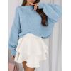 imagePRETTYGARDEN Sweaters for Women 2025 Fall Chunky Knit Long Sleeve Crew Neck Oversized Pullover Tops Winter Fashion ClothingLight Blue