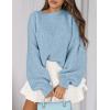 imagePRETTYGARDEN Sweaters for Women 2025 Fall Chunky Knit Long Sleeve Crew Neck Oversized Pullover Tops Winter Fashion ClothingLight Blue