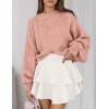 imagePRETTYGARDEN Sweaters for Women 2025 Fall Chunky Knit Long Sleeve Crew Neck Oversized Pullover Tops Winter Fashion ClothingLight Pink