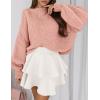 imagePRETTYGARDEN Sweaters for Women 2025 Fall Chunky Knit Long Sleeve Crew Neck Oversized Pullover Tops Winter Fashion ClothingLight Pink