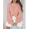 imagePRETTYGARDEN Sweaters for Women 2025 Fall Chunky Knit Long Sleeve Crew Neck Oversized Pullover Tops Winter Fashion ClothingLight Pink
