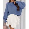 imagePRETTYGARDEN Sweaters for Women 2025 Fall Chunky Knit Long Sleeve Crew Neck Oversized Pullover Tops Winter Fashion ClothingMist Blue