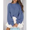 imagePRETTYGARDEN Sweaters for Women 2025 Fall Chunky Knit Long Sleeve Crew Neck Oversized Pullover Tops Winter Fashion ClothingMist Blue